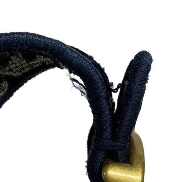 Auth DIOR/ChristianDior Saddle Bag Navy Cream Gray Velour Jacquard Handbag - Picture 13 of 16